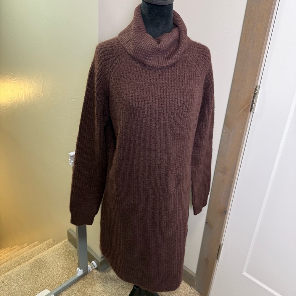 Kuhl Chunky Knit Oversized Maroon Tunic Sweater Dress Winter Layering Lagenlook‎